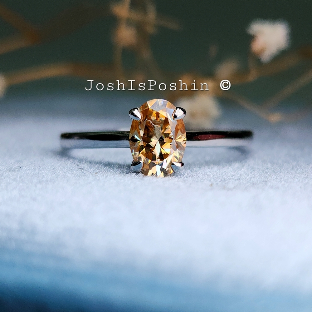 1CTW Champagne Moissanite Solitaire Ring In Sterling Silver